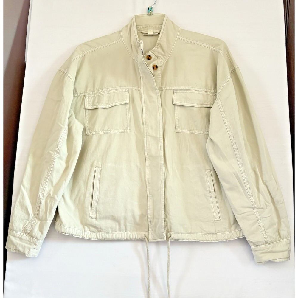 Style & Co Women's Beige Full Zip Utility Jacket Pockets XLarge NWT